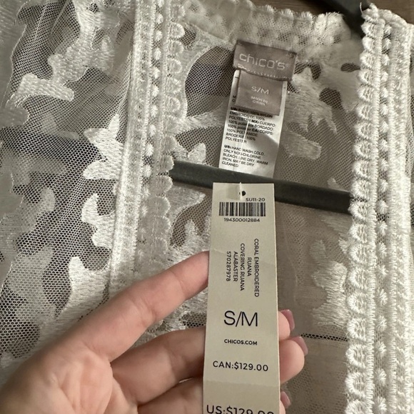 Chico's Ivory Lace Open Cardigan - Picture 5 of 7